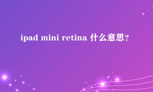 ipad mini retina 什么意思？