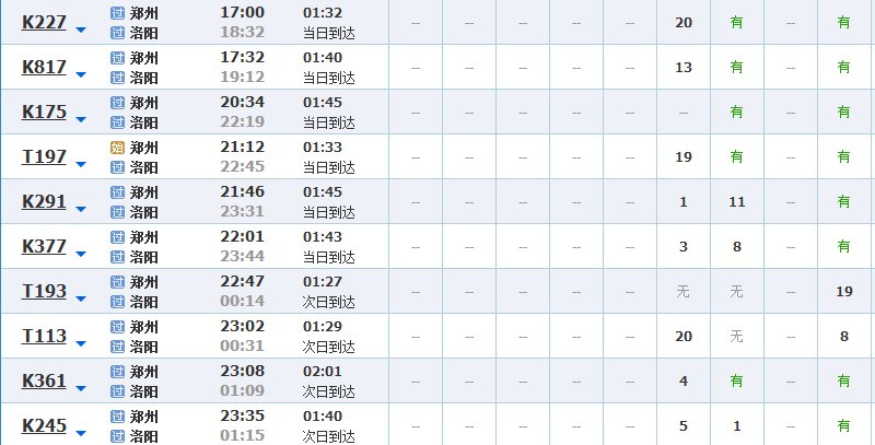 郑州到洛阳火车