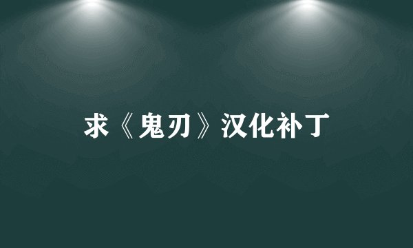 求《鬼刃》汉化补丁