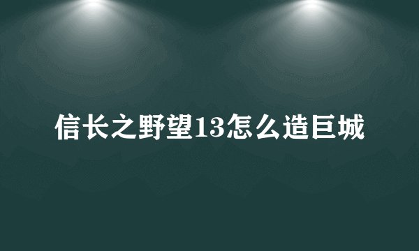 信长之野望13怎么造巨城