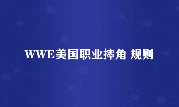 WWE美国职业摔角 规则