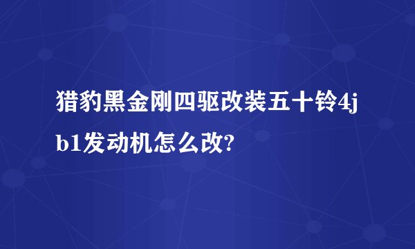 猎豹黑金刚四驱改装五十铃4jb1发动机怎么改?