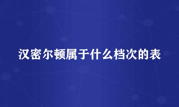 汉密尔顿属于什么档次的表