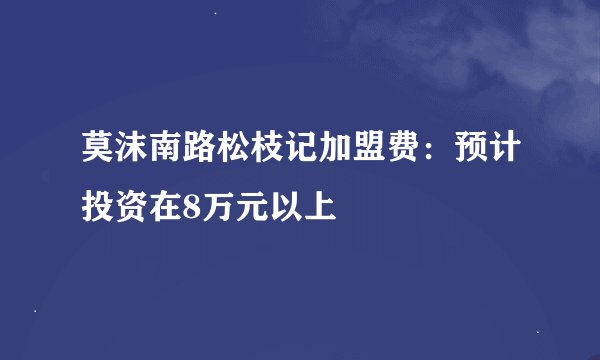 莫沫南路松枝记加盟费：预计投资在8万元以上