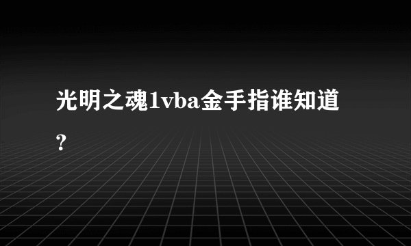 光明之魂1vba金手指谁知道？
