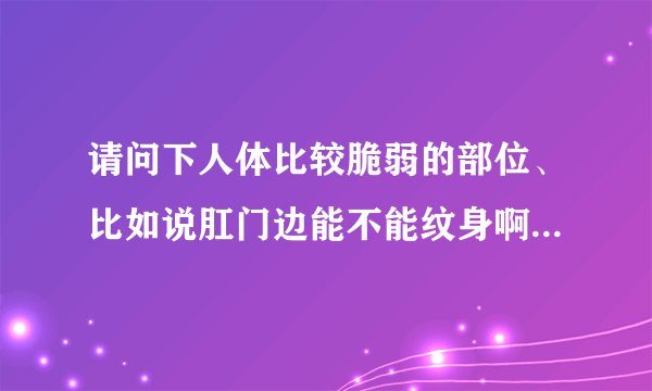 请问下人体比较脆弱的部位、比如说肛门边能不能纹身啊？ 危不危险？ 总要的是有哪些重要程序？