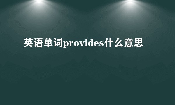 英语单词provides什么意思