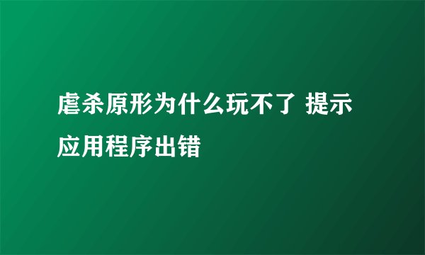 虐杀原形为什么玩不了 提示应用程序出错