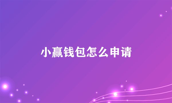 小赢钱包怎么申请