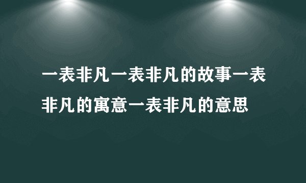 一表非凡一表非凡的故事一表非凡的寓意一表非凡的意思