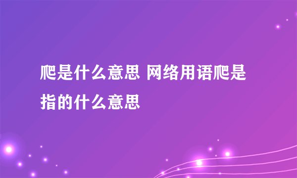 爬是什么意思 网络用语爬是指的什么意思