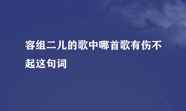 容组二儿的歌中哪首歌有伤不起这句词