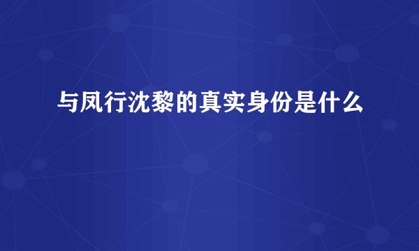 与凤行沈黎的真实身份是什么