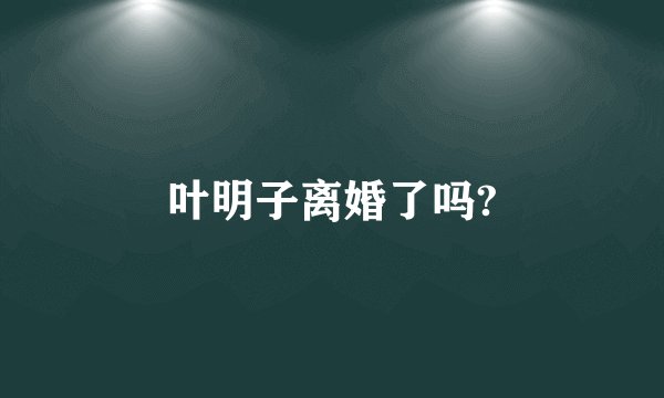 叶明子离婚了吗?