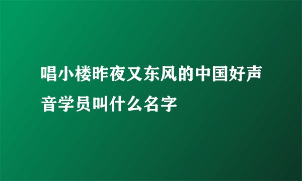 唱小楼昨夜又东风的中国好声音学员叫什么名字