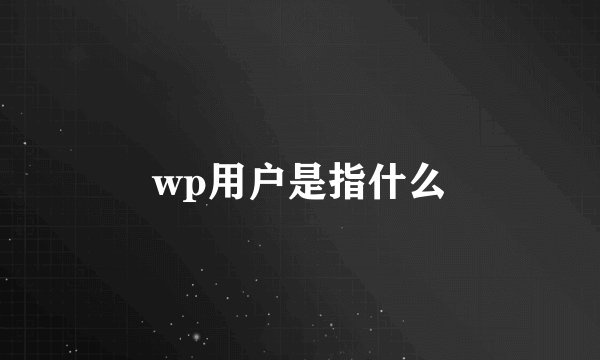 wp用户是指什么