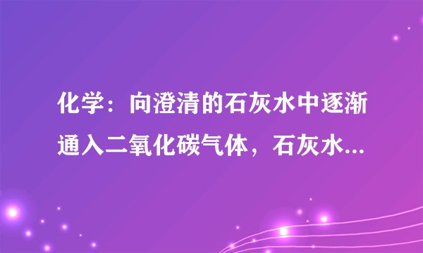 化学：向澄清的石灰水中逐渐通入二氧化碳气体，石灰水先变浑浊，而后又变澄清，请用化学方程式解释该现象