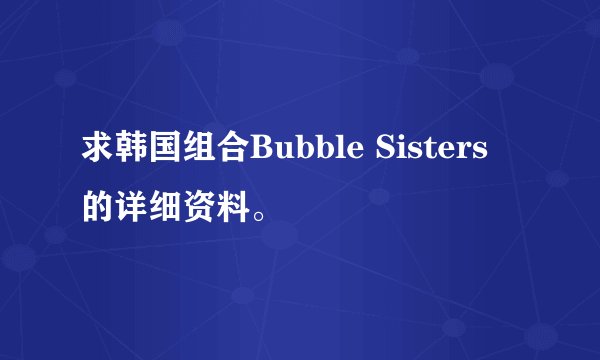求韩国组合Bubble Sisters 的详细资料。