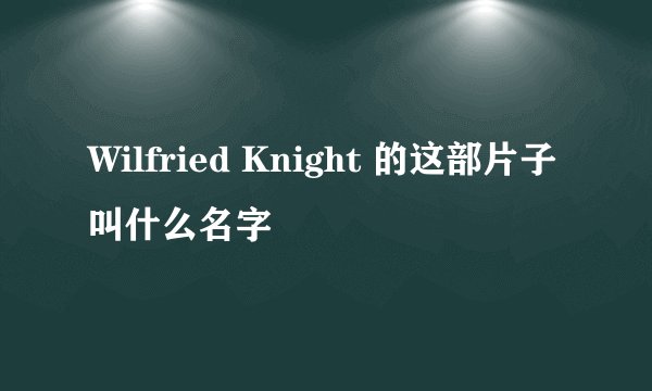 Wilfried Knight 的这部片子叫什么名字