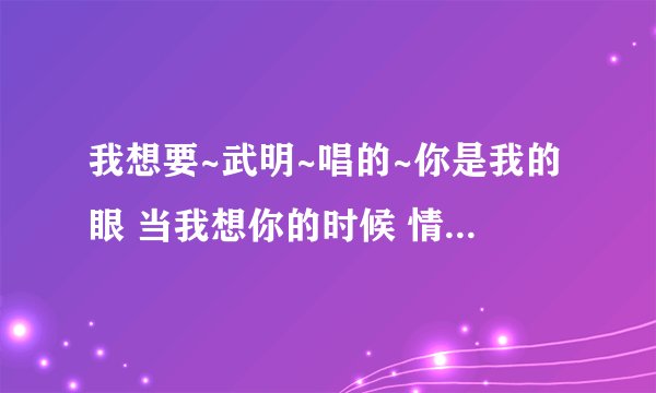 我想要~武明~唱的~你是我的眼 当我想你的时候 情到深处人孤独 是否 .mp3格式 799477928@qq.com 谢谢了