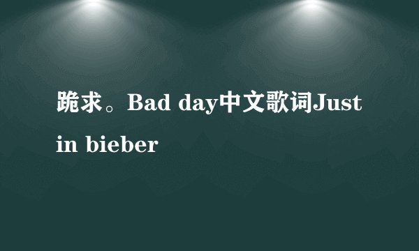 跪求。Bad day中文歌词Justin bieber
