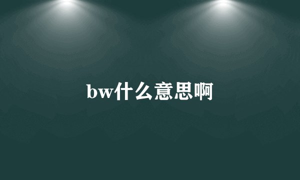 bw什么意思啊