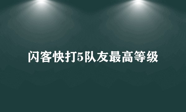 闪客快打5队友最高等级
