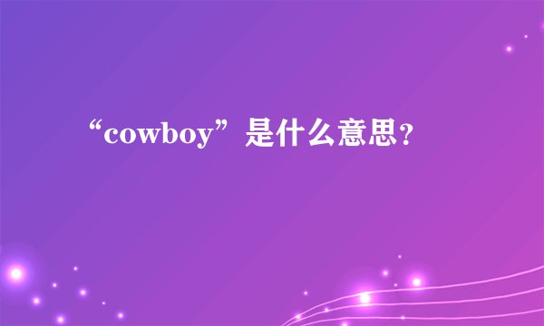 “cowboy”是什么意思？