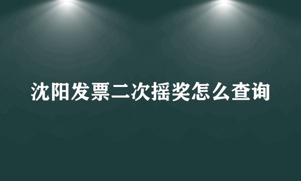 沈阳发票二次摇奖怎么查询