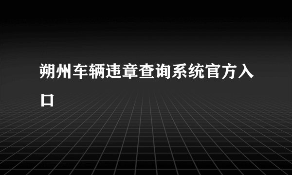 朔州车辆违章查询系统官方入口