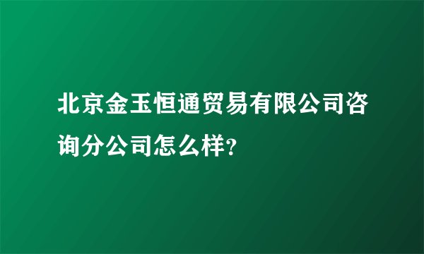 北京金玉恒通贸易有限公司咨询分公司怎么样？