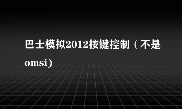 巴士模拟2012按键控制（不是omsi)
