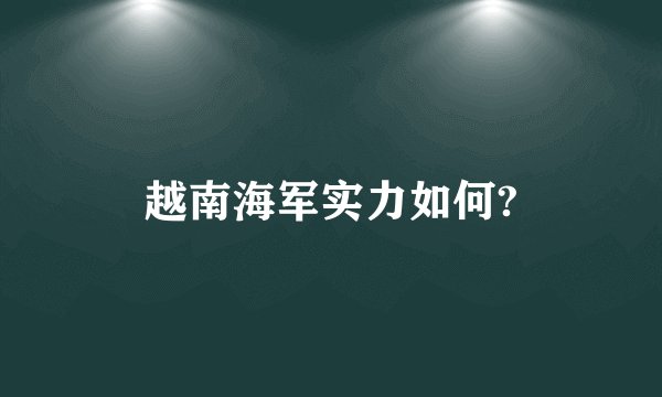越南海军实力如何?