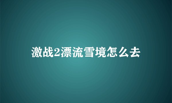 激战2漂流雪境怎么去