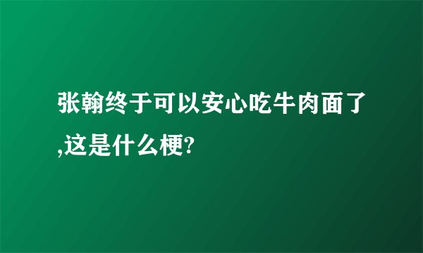 张翰终于可以安心吃牛肉面了,这是什么梗?