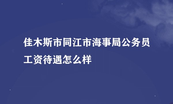 佳木斯市同江市海事局公务员工资待遇怎么样