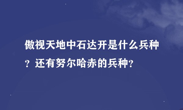 傲视天地中石达开是什么兵种？还有努尔哈赤的兵种？