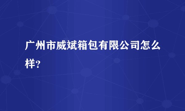广州市威斌箱包有限公司怎么样？