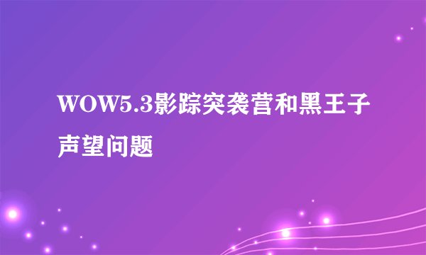 WOW5.3影踪突袭营和黑王子声望问题