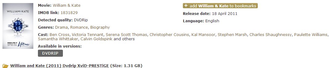 求电影 威廉与凯特 ，是电影不是纪录片，急求