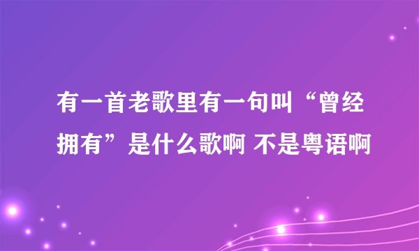 有一首老歌里有一句叫“曾经拥有”是什么歌啊 不是粤语啊