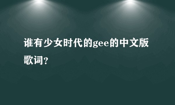 谁有少女时代的gee的中文版歌词？
