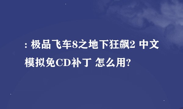 : 极品飞车8之地下狂飙2 中文模拟免CD补丁 怎么用?