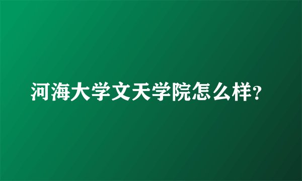 河海大学文天学院怎么样？