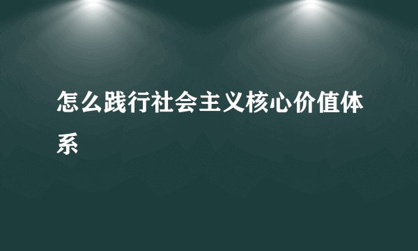 怎么践行社会主义核心价值体系