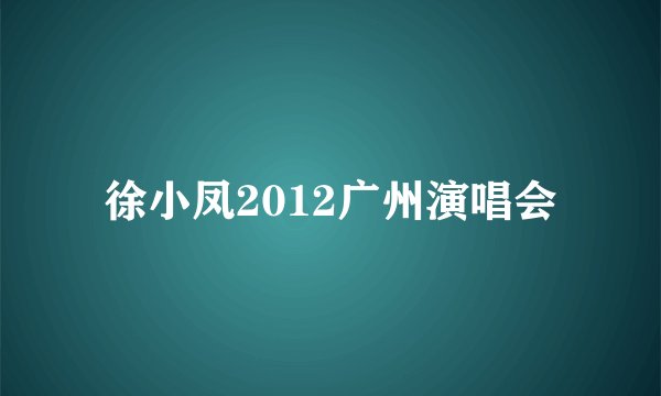 徐小凤2012广州演唱会