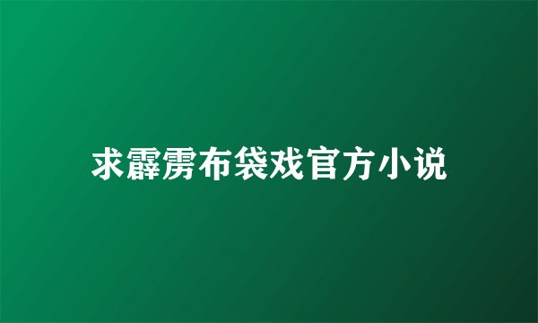 求霹雳布袋戏官方小说