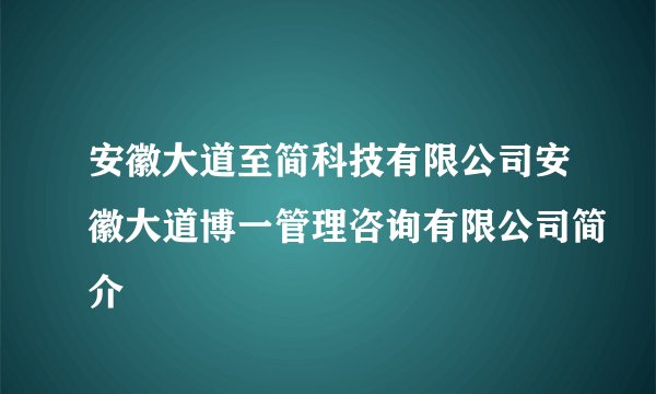 安徽大道至简科技有限公司安徽大道博一管理咨询有限公司简介