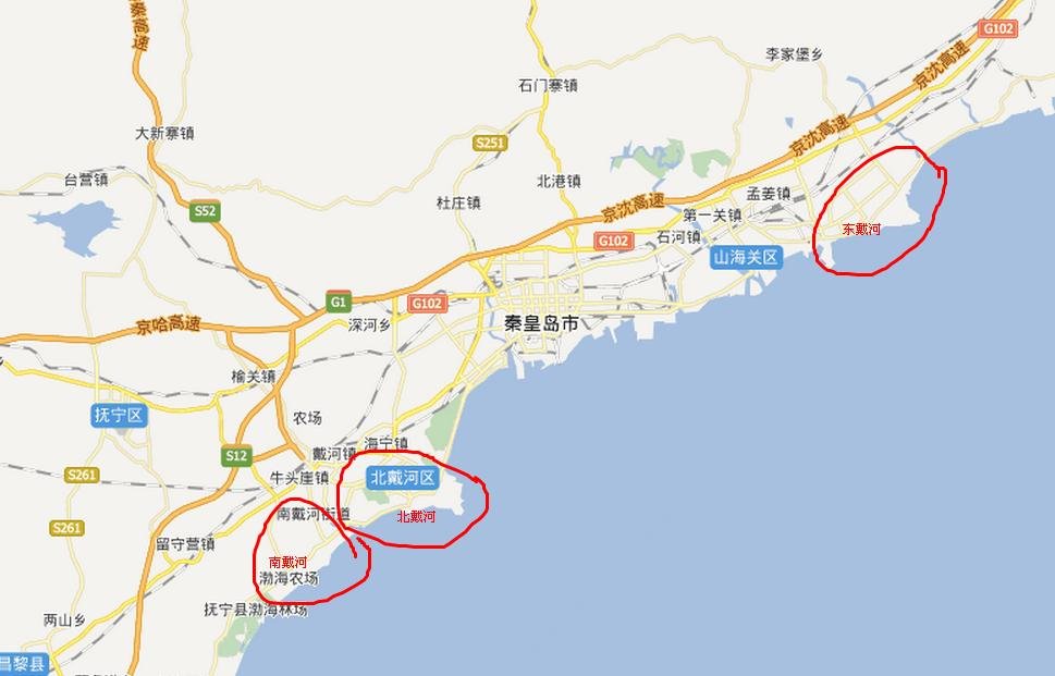 东戴河在哪南戴河,北戴河地图显示