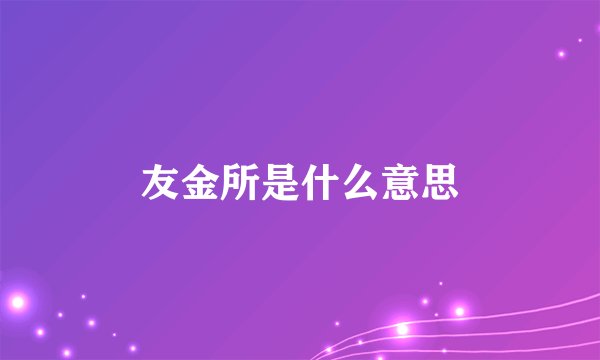 友金所是什么意思